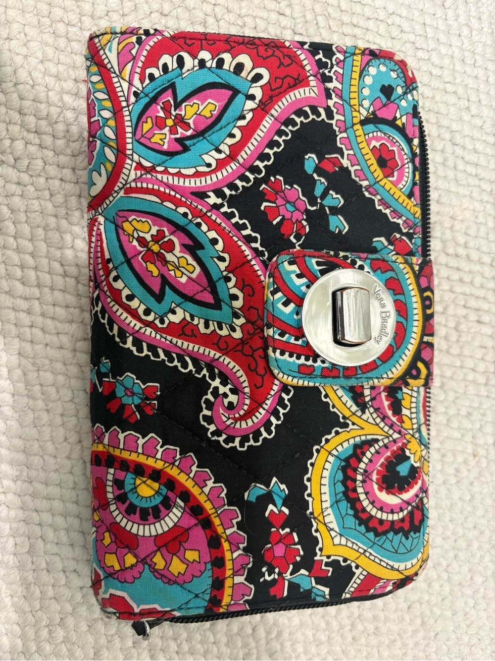 Vera Bradley Colorful Paisley Turn Lock Zip Around Wallet